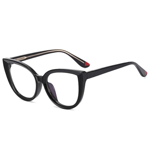 JUJNTNT Cat Eye Federscharnier Damen Doppelfarbige Brillenfassung Retro Herren (Schwarz) von JUJNTNT