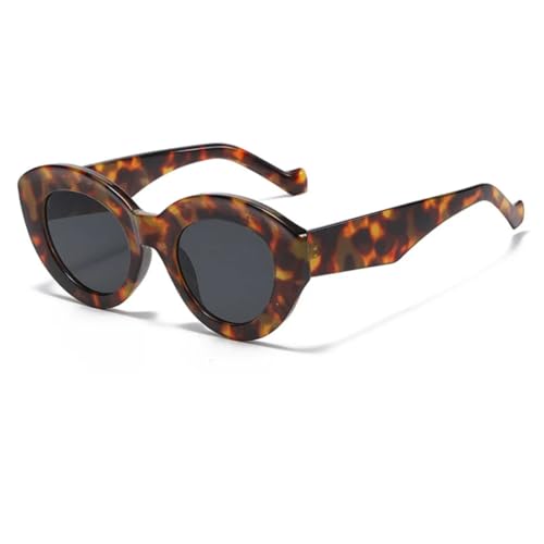 JUJNTNT Cat Eye Punk Sonnenbrille für Damen, luxuriöser dicker Rahmen, UV400 (Leopard-Schwarz) von JUJNTNT