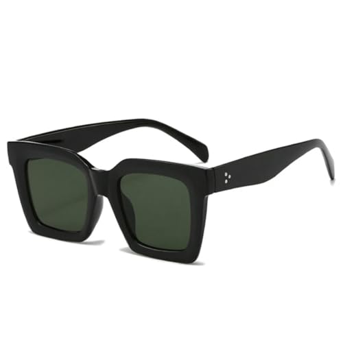 JUJNTNT Cat Eye Sonnenbrille für Damen Retro Rivet UV400 (Schwarz Dunkelgrün) von JUJNTNT