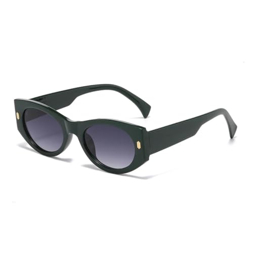 JUJNTNT Cat Eye Sonnenbrille für Damen und Herren, Luxus-Retro-Nieten, Farbverlauf, UV400 (Dunkelgrün-Grau) von JUJNTNT