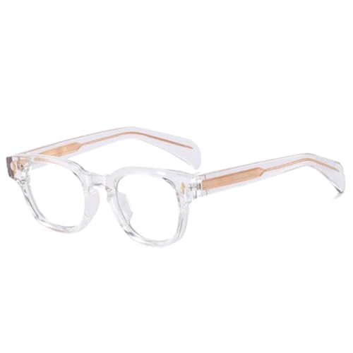 JUJNTNT Damen Brillengestell Retro Klar Herren Federscharnier Nieten Rahmen (Transparent) von JUJNTNT