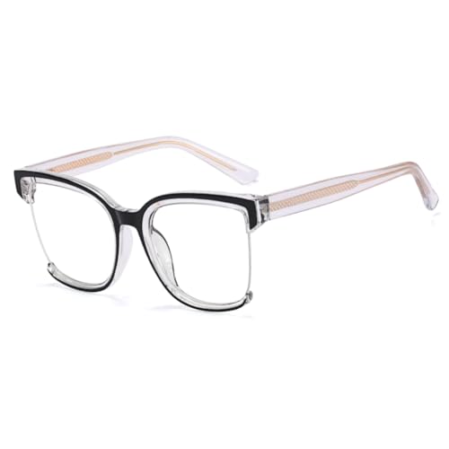 JUJNTNT Damen Halbrahmen Bunte Federscharnierrahmen (Transparent Schwarz) von JUJNTNT