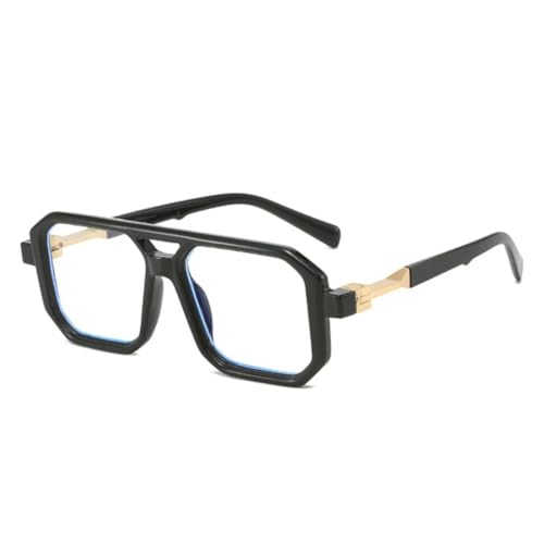 JUJNTNT Doppelsteg-Sonnenbrille für Damen und Herren, Farbverlauf, UV400, Retro-Polygon (schwarz klar) von JUJNTNT