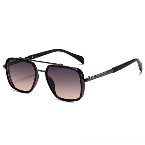 JUJNTNT Doppelsteg-Sonnenbrille für Damen und Herren, luxuriös, Retro, Farbverlauf, UV400, Punk, Outdoor (Schwarz, Pistole, Grau, Pink) von JUJNTNT