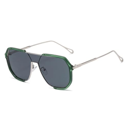 JUJNTNT Einzigartige Sonnenbrille für Damen und Herren, Metallrahmen, luxuriös, UV400, Punk (Grün-Schwarz) von JUJNTNT