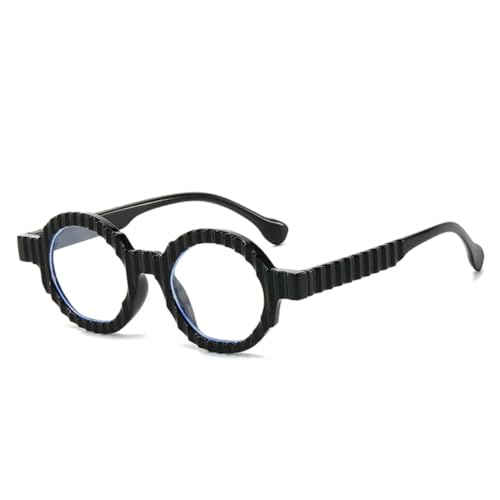 JUJNTNT Einzigartige runde Sonnenbrille für Damen, modisch, zweifarbig, UV400, für Herren, Punk, trendiger Farbverlauf (schwarz, klar) von JUJNTNT