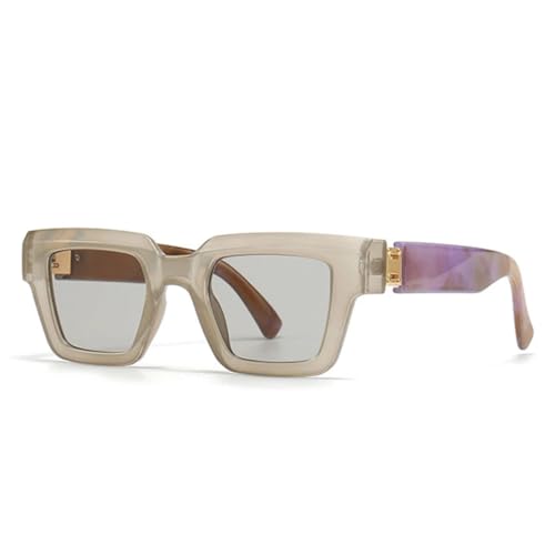JUJNTNT Fashion Square Damen Luxus-Sonnenbrille Vintage Candy Color Clear Gradient Herren Punk (Champagner Hellgrau) von JUJNTNT