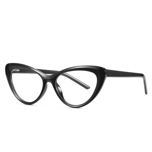 JUJNTNT Federscharnier Damen Cat Eye Brillengestelle Brille (Glänzend Schwarz) von JUJNTNT