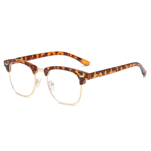 JUJNTNT Klassische Vintage-Brille für Herren und Damen mit Halbrahmen (Leopard) von JUJNTNT