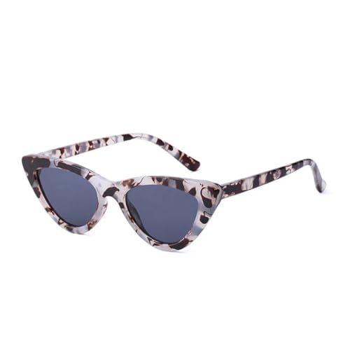 JUJNTNT Kleine Cat-Eye-Sonnenbrille für Damen und Herren, Retro, Leopardenmuster, UV400 (Bernsteingrau) von JUJNTNT