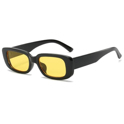 JUJNTNT Kleine Sonnenbrille für Damen, Kunststoffrahmen, Farbverlauf, trendige Brille, UV400 (C3Schwarz-Gelb) von JUJNTNT