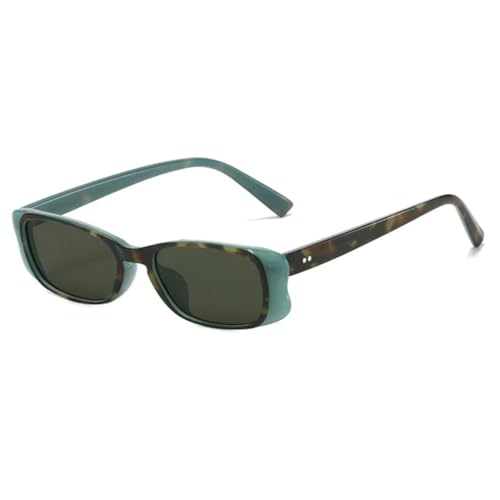 JUJNTNT Kleine Sonnenbrille für Damen, Vintage Rivet Luxury UV400 (Grün-Leopard-Grün) von JUJNTNT