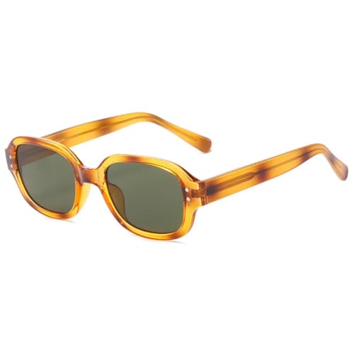 JUJNTNT Kleine Sonnenbrille für Damen und Herren, Nieten, UV400, Punk, Vintage (C3, Leopardengrün) von JUJNTNT