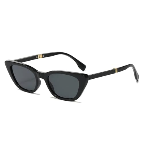JUJNTNT Kleine faltbare Cat-Eye-Sonnenbrille für Damen und Herren, für den Außenbereich, verspiegelt, UV400, tragbar (schwarzgrau) von JUJNTNT