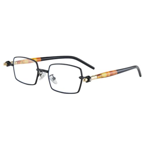 JUJNTNT Kleine rechteckige Sonnenbrille für Damen und Herren, luxuriöse Retro-Nieten, zweifarbig, UV400 (schwarz transparent) von JUJNTNT