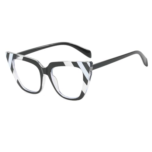 JUJNTNT Mehrfarbiger, klarer Brillenrahmen für Damen, beliebte Brillen (Schwarz/Weiß) von JUJNTNT