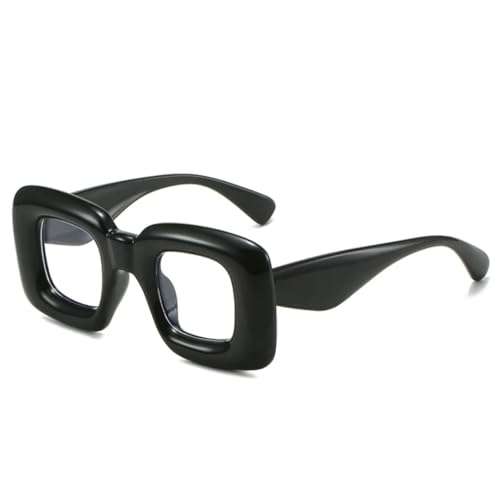 JUJNTNT Metallscharnier Retro Candy Color Dicke Sonnenbrille für Damen und Herren UV400 (Schwarz Klar) von JUJNTNT
