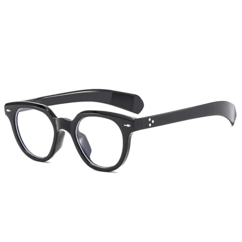 JUJNTNT Modische ovale Sonnenbrille für Damen, Retro-Nieten, für Herren, trendiger Farbverlauf, UV400 (schwarz, klar) von JUJNTNT