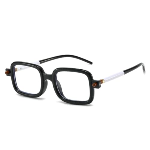 JUJNTNT Modische quadratische Sonnenbrille für Damen, UV400, Vintage-Nieten, Herren, Punk, klarer Farbverlauf (schwarz klar) von JUJNTNT