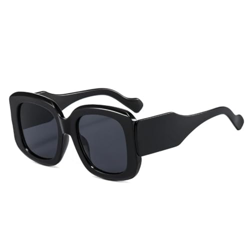 JUJNTNT Modische übergroße quadratische Sonnenbrille für Damen, Vintage, Farbverlauf, Herren, trendige Sonnenbrille, UV400 (schwarzgrau) von JUJNTNT