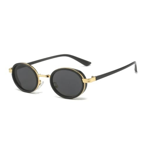 JUJNTNT Ovale Punk-Sonnenbrille für Damen und Herren, Vintage, Farbverlauf, UV400, Trending (Schwarz, Goldgrau) von JUJNTNT