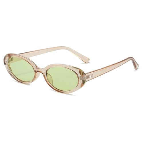 JUJNTNT Ovale Retro-Sonnenbrille im Vintage-Stil für Damen und Herren, UV400, Punk-Stil (Braun-Grün) von JUJNTNT