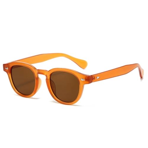 JUJNTNT Ovale Sonnenbrille in Bonbonfarbe für Damen, Retro-Nieten, Farbverlauf, UV400 (Orangentee) von JUJNTNT
