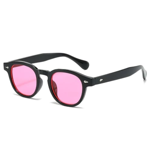 JUJNTNT Ovale Sonnenbrille in Bonbonfarbe für Damen, Retro-Nieten, Farbverlauf, UV400 (Schwarz, Rosa) von JUJNTNT