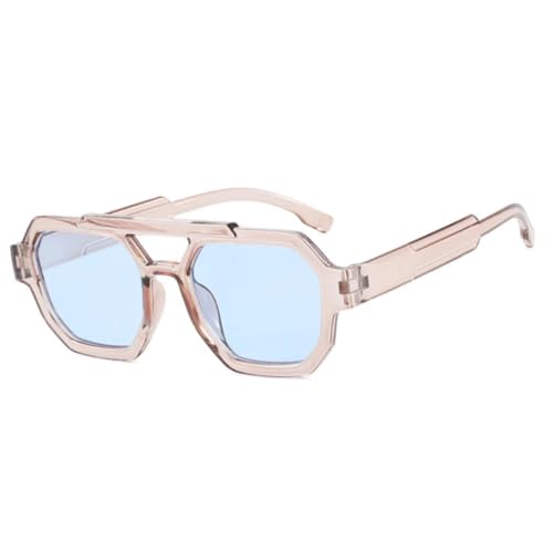 JUJNTNT Punk-Sonnenbrille für Damen und Herren, Vintage, dicker Rahmen, UV400-Schutz (Hellbraun-Blau) von JUJNTNT