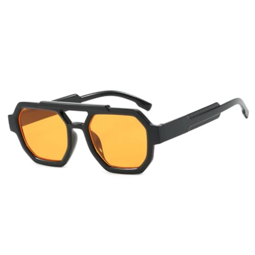JUJNTNT Punk-Sonnenbrille für Damen und Herren, Vintage, dicker Rahmen, UV400-Schutz (Schwarz-Orange) von JUJNTNT