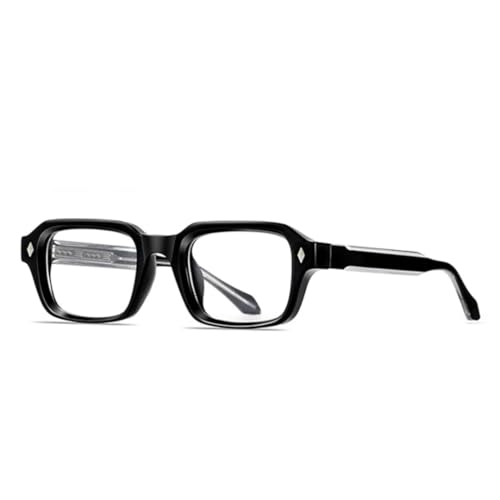 JUJNTNT Rechteckige Luxus-Sonnenbrille im Retro-Stil für Damen und Herren, Punk-Stil, UV400-Nieten (schwarz, transparent) von JUJNTNT
