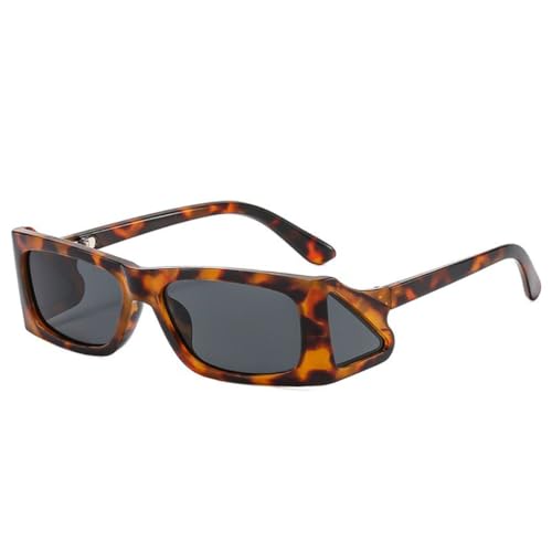 JUJNTNT Rechteckige Vintage-Punk-Sonnenbrille für Damen und Herren, luxuriöser kleiner Rahmen, für Outdoor-Reisen, UV400 (C2DemiGray) von JUJNTNT