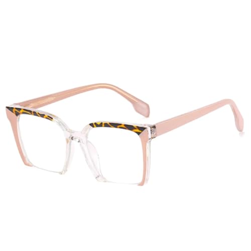 JUJNTNT Retro-Brillengestell, halbrandlos, für Damen, Federscharnier, bunt, Leopardenmuster (helles Khaki) von JUJNTNT