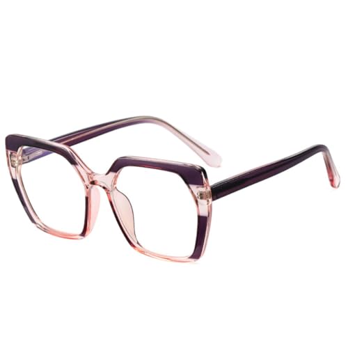 JUJNTNT Retro-Brillengestell für Damen, klare Gläser, Herren, Federscharnier (lila-pink) von JUJNTNT