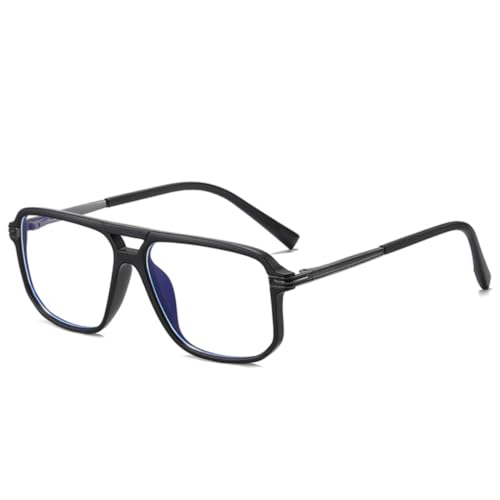 JUJNTNT Retro-Brillengestell mit Doppelstegen für Damen, durchsichtiges Federscharnier, Brillengestell für Herren (Mattschwarz) von JUJNTNT