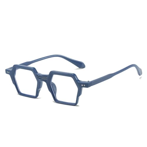 JUJNTNT Retro-Brillenrahmen mit sechseckigen Nieten (Graublau) von JUJNTNT