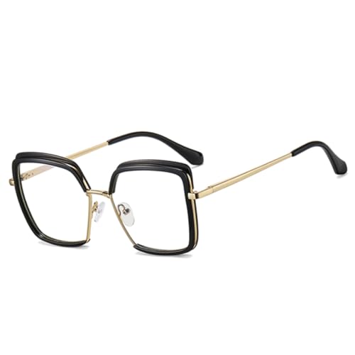 JUJNTNT Retro Damen Klare Brillenfassung Federscharnier Metall Herren Leopardenrahmen (Schwarz) von JUJNTNT