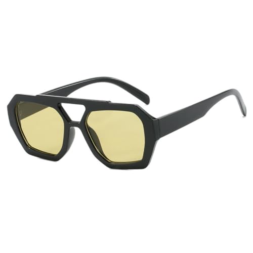 JUJNTNT Retro Doppelsteg Sonnenbrille für Damen Herren Klare Ozeanlinse Trendy Polygon UV400(9) von JUJNTNT