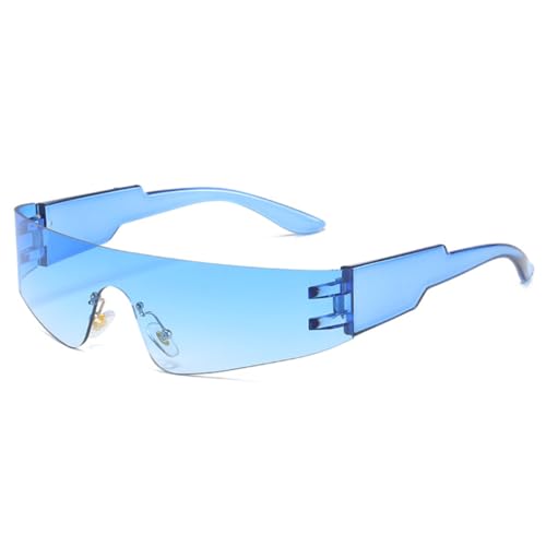 JUJNTNT Retro Einzigartige Einteilige Sonnenbrille für Damen Herren Bunt Spiegel UV400 Sport Fahren Punk (2) von JUJNTNT