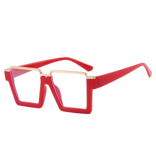 JUJNTNT Retro Halbmetallische Damen-Brillenfassung Klare Herrenfassung (Rot) von JUJNTNT