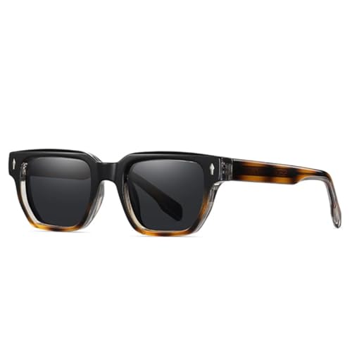 JUJNTNT Retro-Luxus-Cat-Eye-Sonnenbrille für Damen und Herren, klarer Farbverlauf, UV400-Nieten (Schwarz, Bernstein, Grau) von JUJNTNT