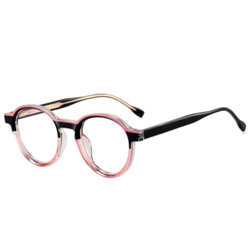 JUJNTNT Retro Oval Damen Doppelfarbige Brillenfassungen Herren Klarer Rahmen (Rosa Schwarz Rosa) von JUJNTNT
