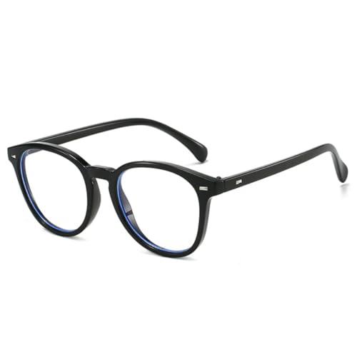 JUJNTNT Retro Oval Damen Nieten Sonnenbrille Mode Klare Ozeanlinsen Shades UV400 Trendy Herren Punk (Schwarz Klar) von JUJNTNT