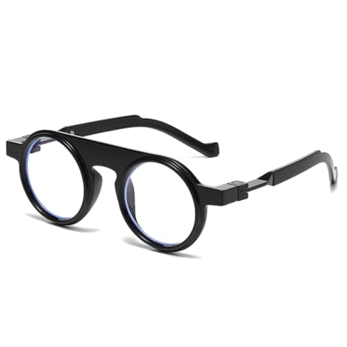 JUJNTNT Retro Runde Damen Punk Sonnenbrille Mode Klare Farbverlaufsbrille UV400 Herren Trendy (Schwarz Klar) von JUJNTNT