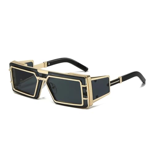 JUJNTNT Retro-Sonnenbrille für Damen und Herren, Outdoor-Sport, Punk, UV400, Luxus, trendiges Metall (hellgoldenes Grau) von JUJNTNT