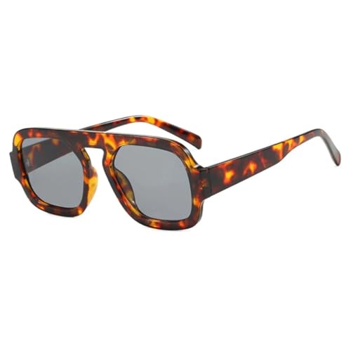 JUJNTNT Retro-Sonnenbrille für Damen und Herren, schlicht, trendig, fürs Autofahren im Freien, UV400 (Leopardensilber) von JUJNTNT