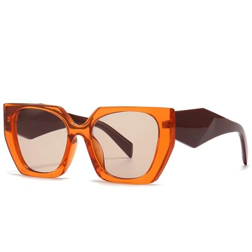 JUJNTNT Retro-Sonnenbrille im Übergrößenformat für Damen und Herren, luxuriös, trendig, UV400 (Orange-Braun) von JUJNTNT