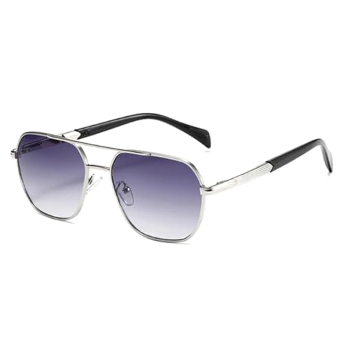 JUJNTNT Retro-Sonnenbrille mit Doppelsteg für Damen und Herren, Farbverlauf, UV400, für den Außenbereich (Silbergrauer Farbverlauf) von JUJNTNT