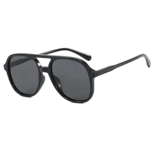JUJNTNT Retro-Sonnenbrille mit Doppelsteg für Damen und Herren, oval, Farbverlauf, UV400 (schwarz) von JUJNTNT