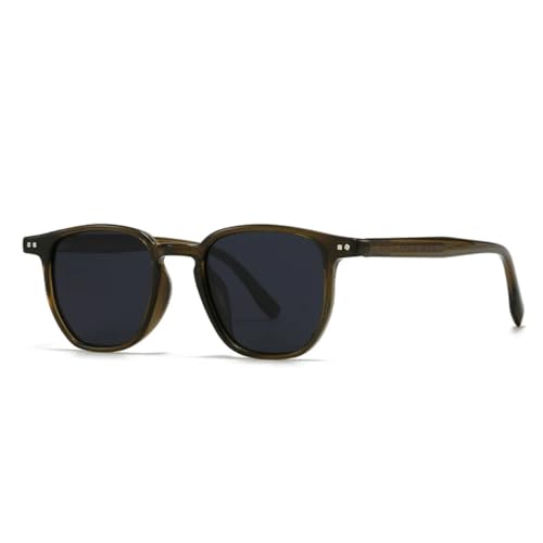 JUJNTNT Retro-Sonnenbrille mit Nieten für Damen und Herren, UV400, Luxus (Olivgrün/Grau) von JUJNTNT